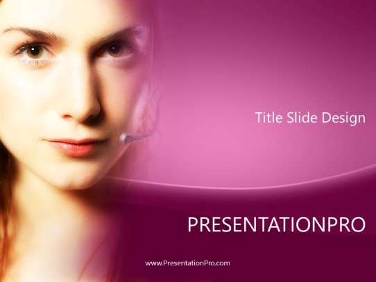 Female Telemarketer 01 Purple PowerPoint Template title slide design