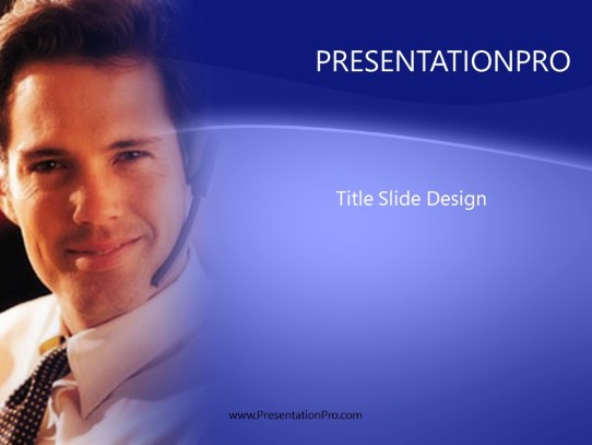 Male Telemarketer 01 Blue PowerPoint Template title slide design