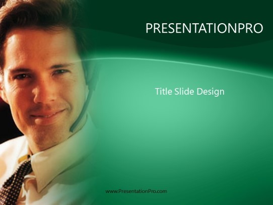 Male Telemarketer 01 Green PowerPoint Template title slide design