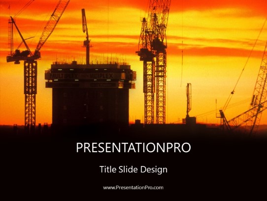Sunset Cranes PowerPoint Template title slide design