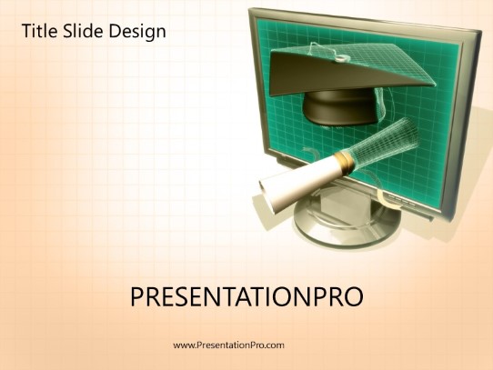 Online Edu Tan PowerPoint Template title slide design