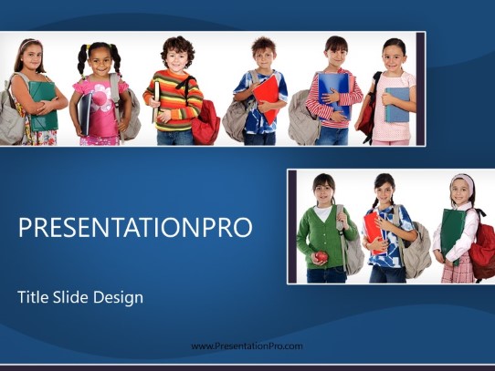 Ready For School Blue PowerPoint Template title slide design