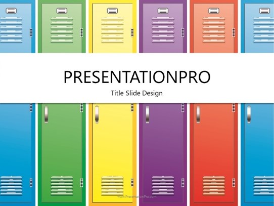 School Lockers PowerPoint Template title slide design