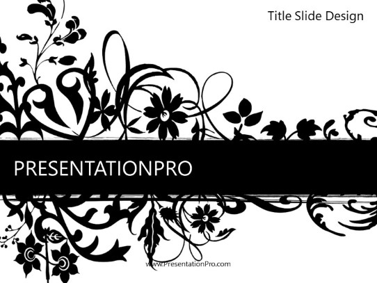 Floral Abstract Black PowerPoint Template title slide design