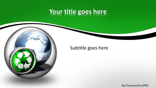 Globe Icon Recycle 2 Widescreen PowerPoint Template title slide design