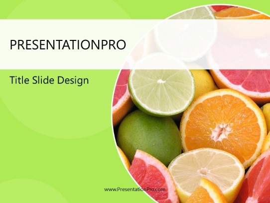 Citrus Fruits Green PowerPoint Template title slide design