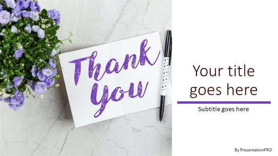 Thank You Card n Flowers Widescreen PowerPoint Template title slide design
