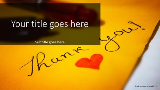 Thank You Yellow Note Widescreen PowerPoint Template title slide design