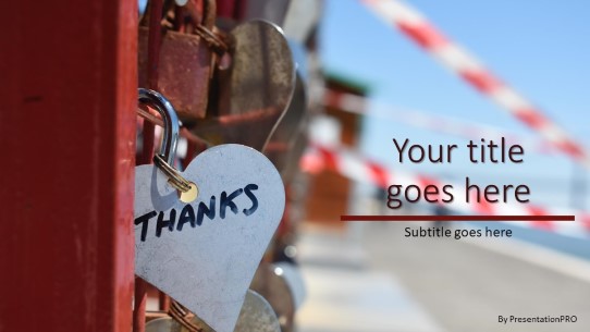 Thanks Heart Tag Widescreen PowerPoint Template title slide design