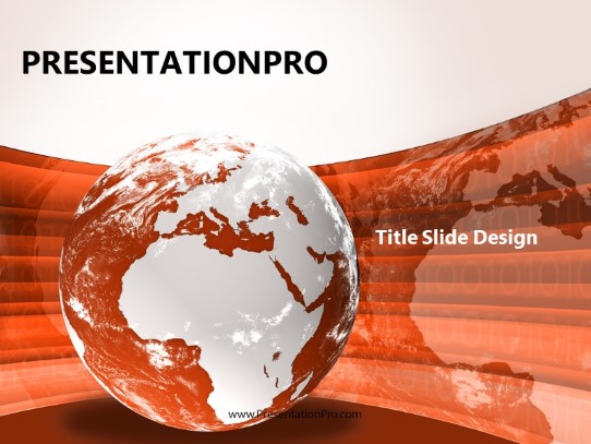 Europe Africa Globe Orange PowerPoint Template title slide design