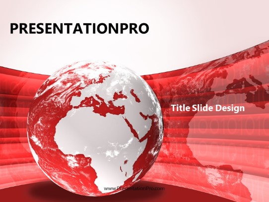 Europe Africa Globe Red PowerPoint Template title slide design