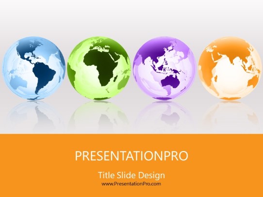 Globes Around The World Orange PowerPoint Template title slide design
