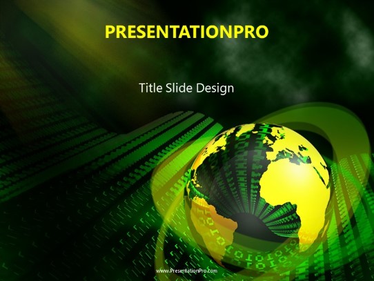Green Ribbon World PowerPoint Template title slide design