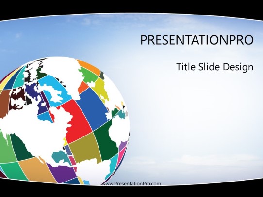 Patchwork Globe Black PowerPoint Template title slide design