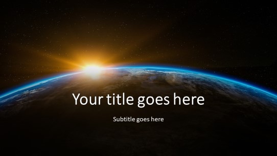 Sunrise Planet Widescreen PowerPoint Template title slide design