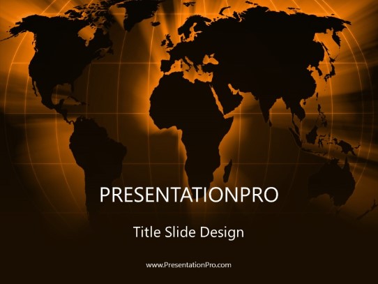 World Grid Orange PowerPoint Template title slide design
