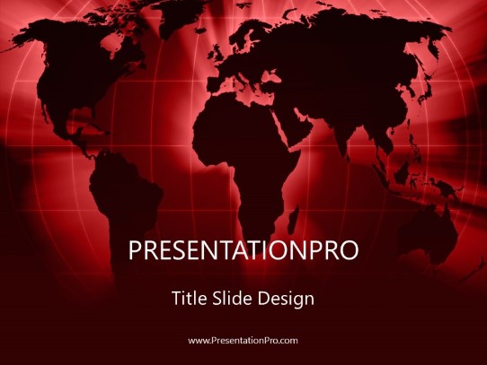 World Grid Red PowerPoint Template title slide design