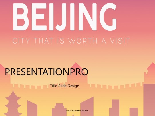 World Trip Beijing Wide PowerPoint Template title slide design