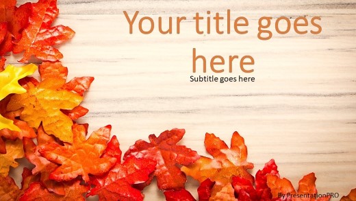 Autumn Foliage Widescreen PowerPoint Template title slide design