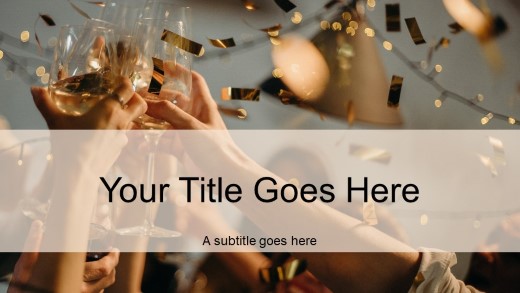 Cheers Party Widescreen PowerPoint Template title slide design
