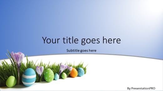 Easter Eggs In Grass Widescreen PowerPoint Template title slide design