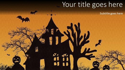 Haunted House Widescreen PowerPoint Template title slide design