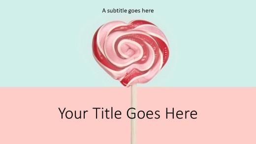 Sweet Heart Candy Widescreen PowerPoint Template title slide design