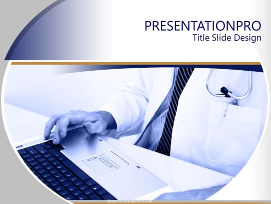 Doctor At Computer PowerPoint Template title slide design