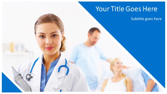 Female Physician 2 Widescreen PowerPoint Template title slide design