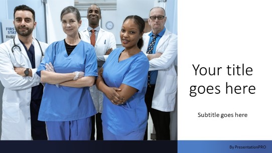 Hospital Essential Staff Widescreen PowerPoint Template title slide design