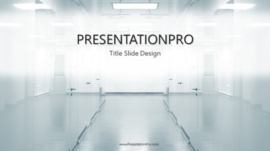Laboratory Hallway Widescreen PowerPoint Template title slide design