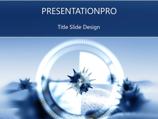 Microbe Zoom Blue PowerPoint Template title slide design