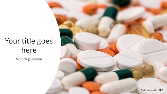 Prescription Pills Arc PowerPoint Template title slide design