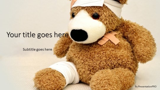 Teddy Bear Injured PowerPoint Template title slide design