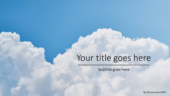 Clouds Fluffy Widescreen PowerPoint Template title slide design