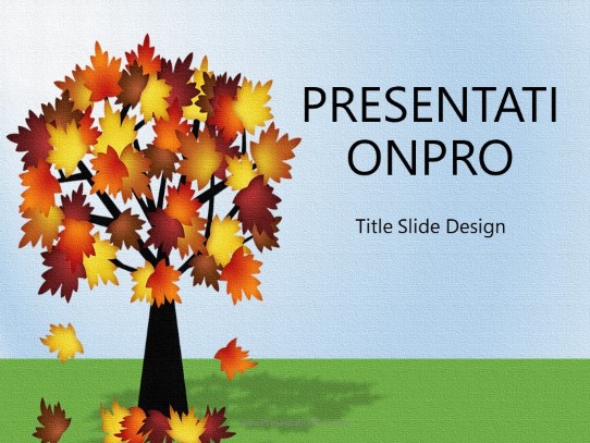 Colorful Autum Leaves PowerPoint Template title slide design