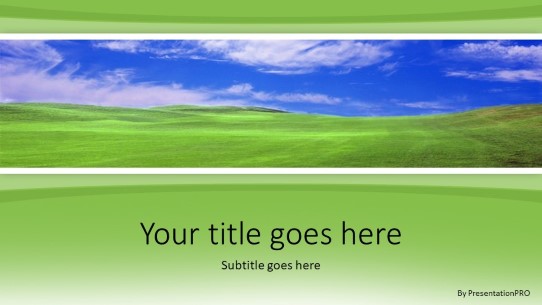 Green Field Widescreen PowerPoint Template title slide design