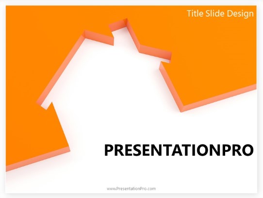 Housing Cutout Orange PowerPoint Template title slide design