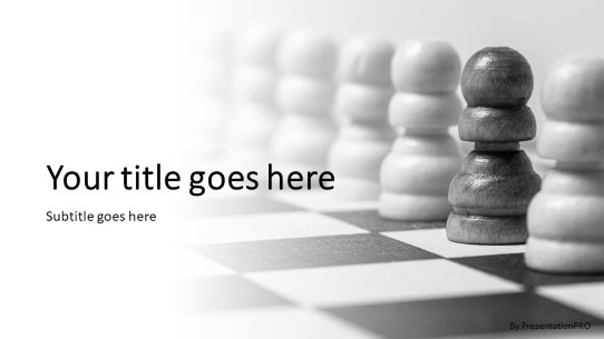 Pawns In Chess Widescreen PowerPoint Template title slide design