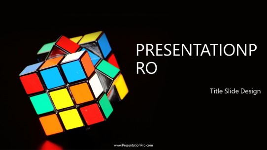 Rubix Cube Puzzle Widescreen PowerPoint Template title slide design