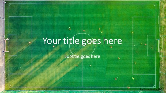 Soccer Distancing Widescreen PowerPoint Template title slide design