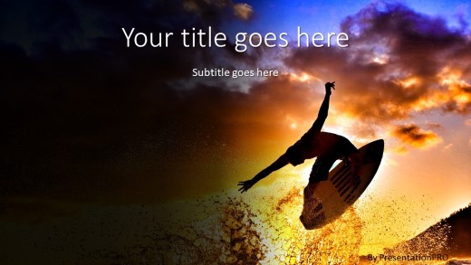 Sunset Surfer Widescreen PowerPoint Template title slide design