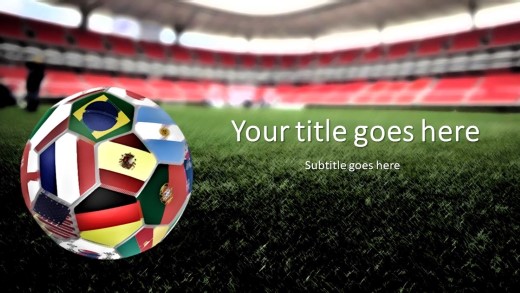 World Cup Ball Widescreen PowerPoint Template title slide design