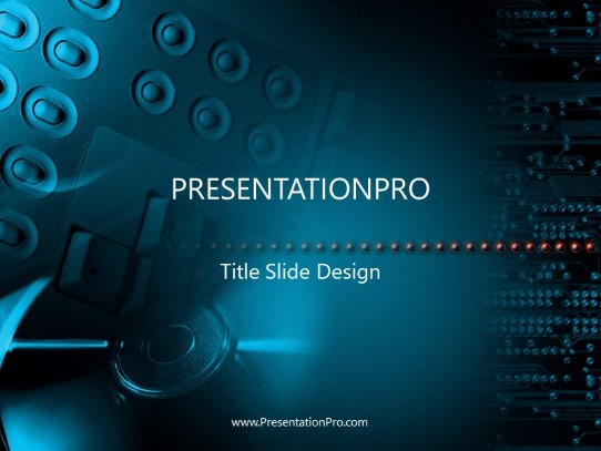 Circuit Glow Teal PowerPoint Template title slide design