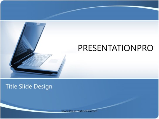 Laptop Style Blue PowerPoint Template title slide design