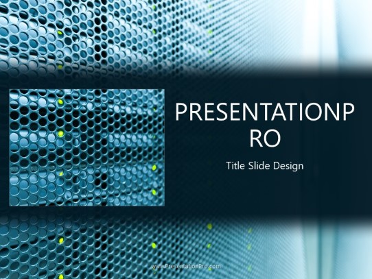 Server Rack Room PowerPoint Template title slide design