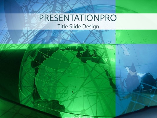Worldcomm Green PowerPoint Template title slide design