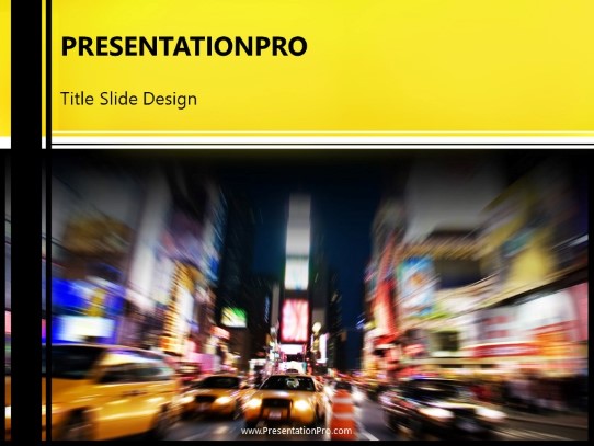 Taxi Time Square PowerPoint Template title slide design