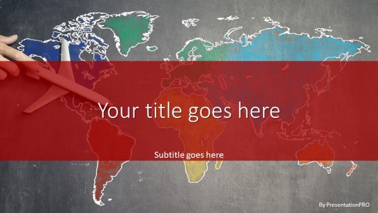 Chalk World Plane Red Widescreen PowerPoint Template title slide design