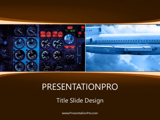 Cockpit Brown PowerPoint Template title slide design